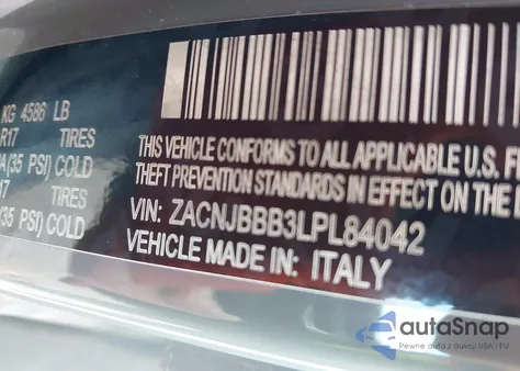 2020 Jeep Renegade Latitude 4X4 z USA, uszkodzony, nr VIN ZACNJBBB3LPL84042